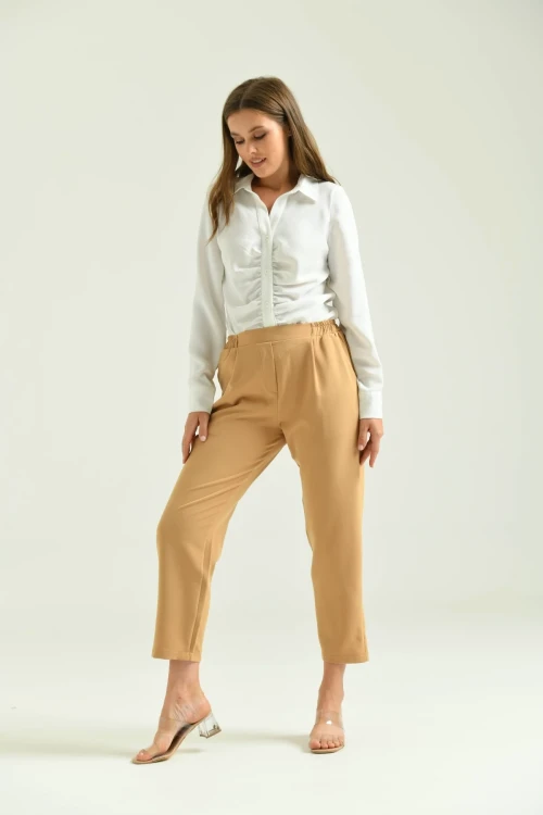kadın bel lastikli rahat pantalon
