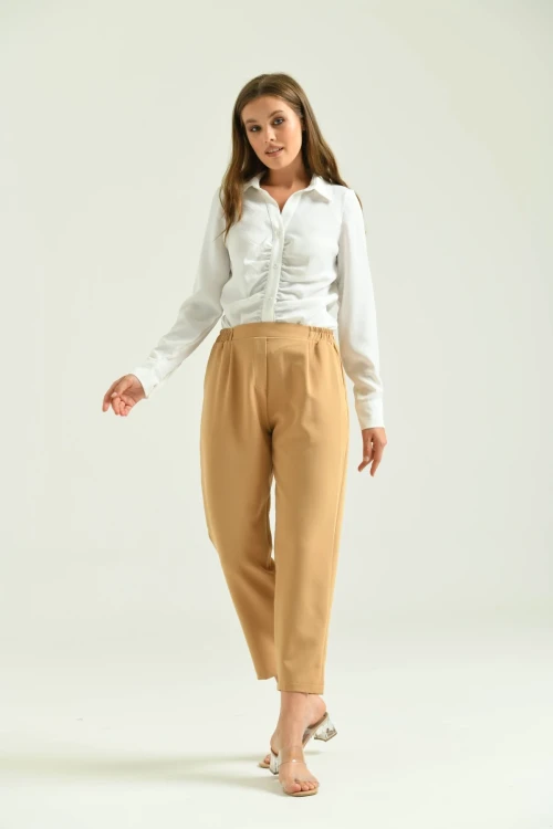 kadın bel lastikli rahat pantalon