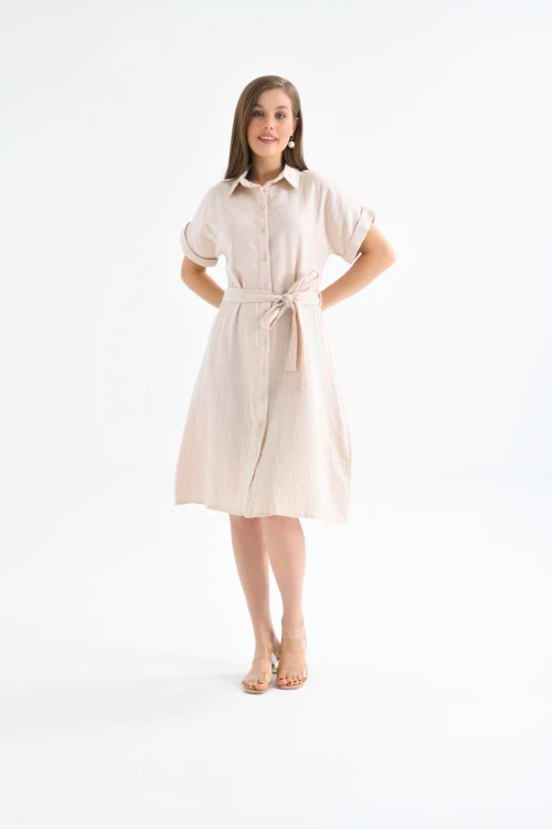 Bej Renk Yazlık Elbise