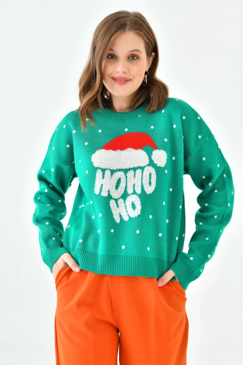 Kadın Yeşil Yılbaşı konseptli Kazak