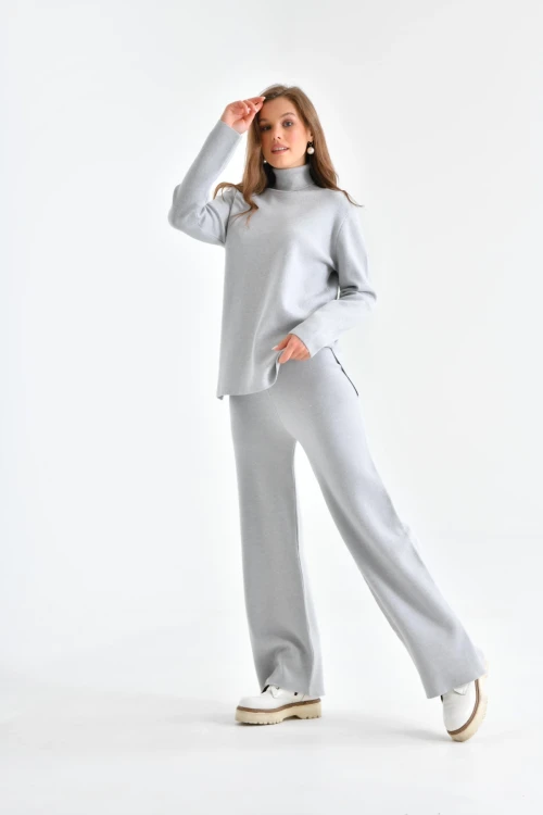 10247 KADIN BOĞAZLI UZUN KAZAKLI PANTOLONLU TAKIM