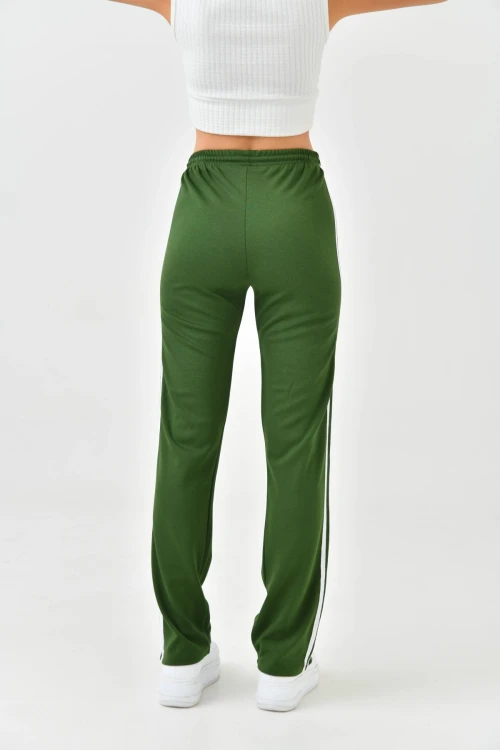 Kadın Haki Yanları Şeritli Eşofman Altı