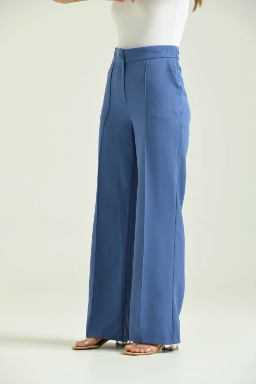 Kadın Indıgo Yüksek Bel Palazzo Pantolon