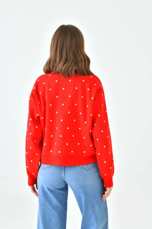 Kadın Kırmızı Yılbaşı konseptli Kazak