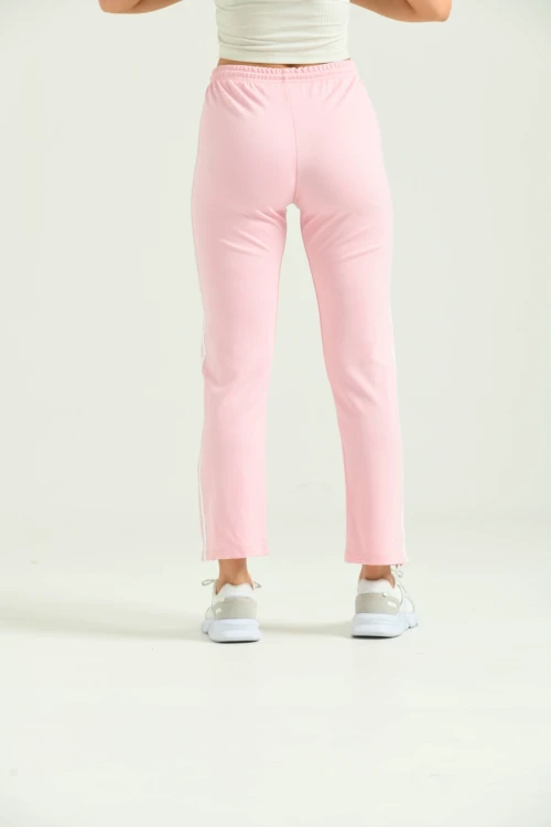 Kadın Pudra Yanları Şeritli Eşofman Altı