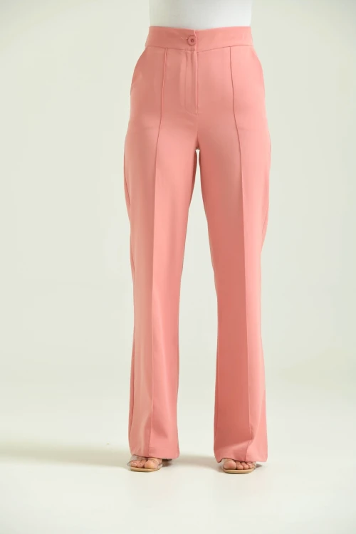 Kadın Pudra Yüksek Bel Palazzo Pantolon