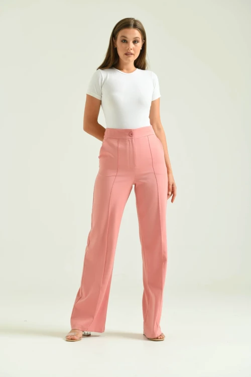 Kadın Pudra Yüksek Bel Palazzo Pantolon