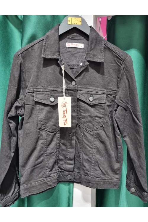 T081 SİYAH YAKALI CEPLİ KOL CEP ÖN DÜĞMELİ KISA CEKET