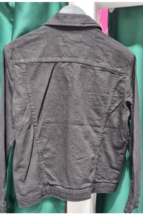 T081 MAVİ YAKALI CEPLİ KOL CEP ÖN DÜĞMELİ KISA CEKET