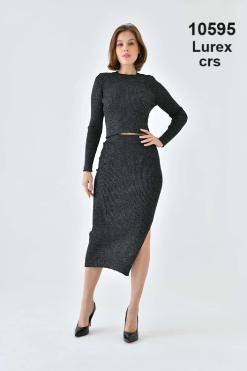 Kadın Triko Takım Simli Triko Takım Taş - 10579