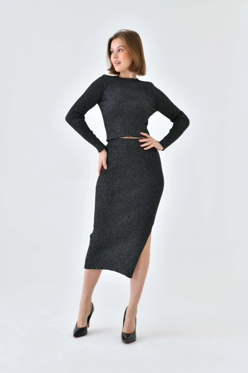 Kadın Triko Takım Simli Triko Takım Taş - 10579