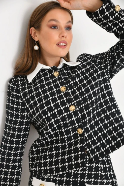 Kadın Kısa Etek Garni Detay Siyah - KRN026E