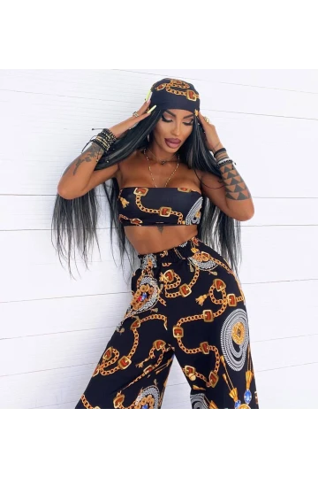 11111 LACİVERT CROP LU BANDANALI PANTOLONLU TAKIM