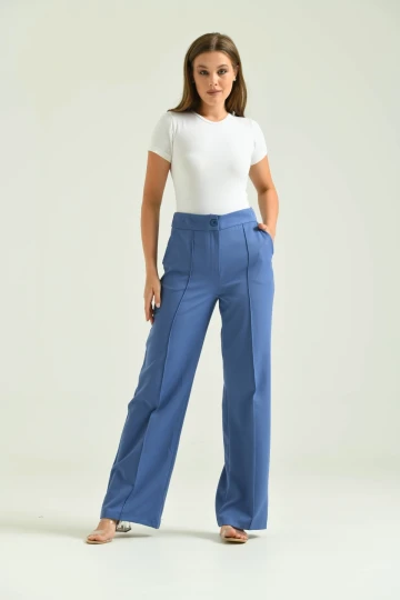 Kadın Indıgo Yüksek Bel Palazzo Pantolon