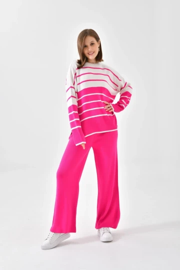 KADIN SİYAH  ÇİZGİLİ PANTOLONLU TAKIM