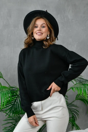 Kadın Kazak Boyunlu Kazak Siyah - 214430