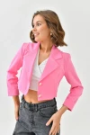 KADIN PEMBE CROP TARZ CEKET