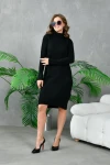 Kadın Elbise Boyunlu Diz Altı Örme Elbise Siyah - 227067