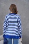 Kadın Çizgili Corspan Yuvarlak Yaka Kazak