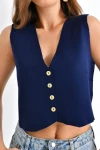 Kadın Yelek Triko Düğmeli Yelek Lacivert - 10281